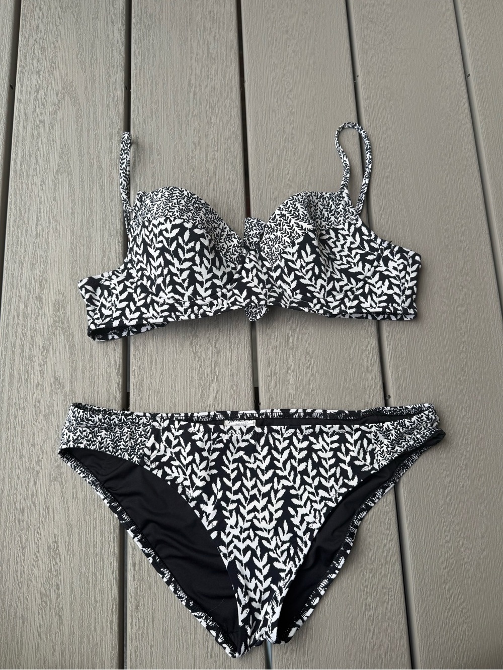 Madewell Black & White Printed Underwire Bikini Set 34B / Medium